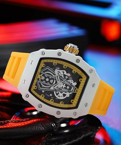 Image of Havoc Craft Men's Luxury Sports Watch 30M Waterproof Tonneau Chronograph | Analog Quartz Wristwatch with Time & Day Function | Premium Square Dial, Shock-Resistant & Anti-Magnetic Silicone Strap