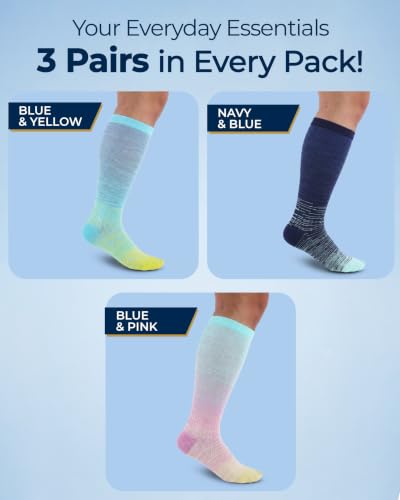 Image of Pembrook 3 Pairs Plus Size Compression Socks Wide Calf - Bamboo Viscose Compression Socks for Women Wide Calf