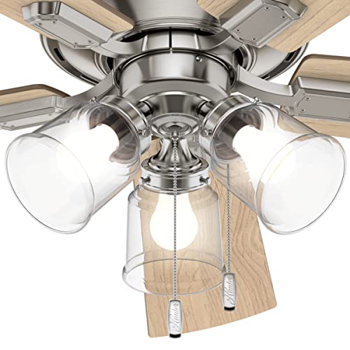 Hunter Fan Company, 54206, 52 Inch Crestfield Brushed Nickel Ceiling Fan With Led Light Kit And Pull Chain #TOP5