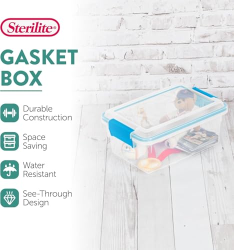 Image of Sterilite 24-Pack Gasket Box, Weather-Resistant Storage Bins with Latching Lids, 7.5 Quart - Heavy-Duty Organizing Containers for Closet, Bathroom, and Office