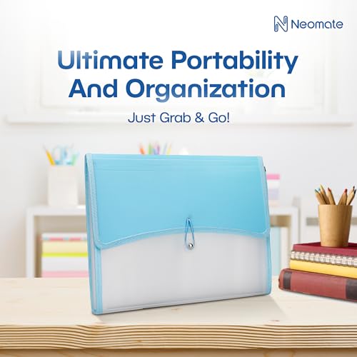 Image of 13-Pocket Expanding File Organizer | Durable Accordion Folder for Documents, Certificates, and Office Use | Blue