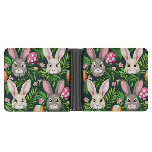 Funny Cartoon Rabbits Bifold Wallet PU Leather Card Cash Holder Cute Purse for Men Women