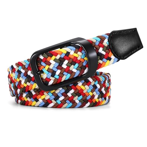 Image of JASGOOD Stretch Belt for Men, Men Women Elastic Woven Braided Belt 1 3 /8 Casual Belt Golf Belt for Jeans Pants