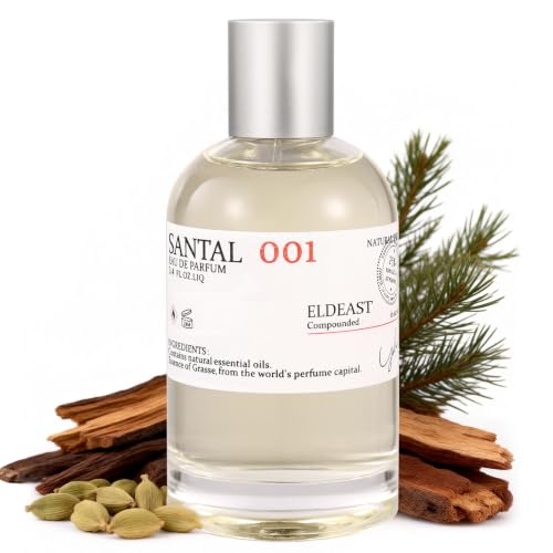 EldEast SANTAL 001 Unisex Luxury Spray Perfume for Men/Women Long Lasting Rich Woody Fragrance Woody Sandalwood Leather Scent Clean Vegan Cruelty-Free Eau De Parfum (EDP) 3.4oz 100ml
