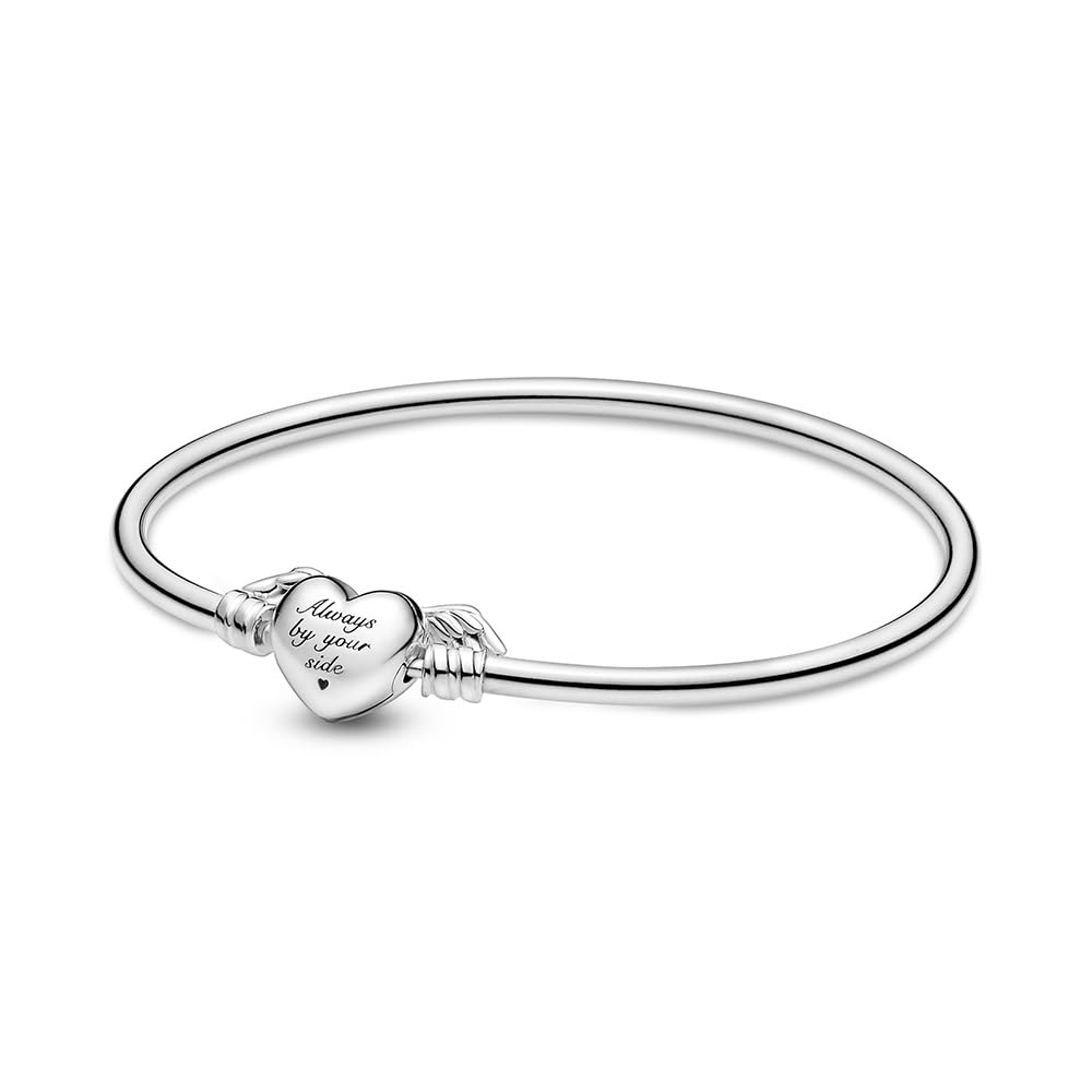 Pandora Sterling Silver Bangle with Heart and Wings