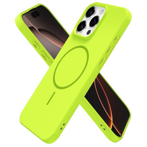 Coque iPhone 16 Pro silicone MagSafe oakxco vert fluo