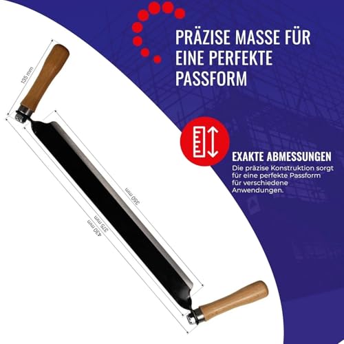 Chle-Mar – Zugmesser für Holz 350 mm | Ziehmesser für Holz & Rindenschäler | Klingenlänge 35 cm aus geschmiedetem Werkzeugstahl | Ergonomische Buchenholzgriffe | Schälmesser Holzarbeiten & Schnitzerei