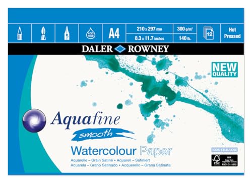 Daler Rowney Aquafine Aquarelle Artists Watercolour Smooth pad A4 hot Pressed