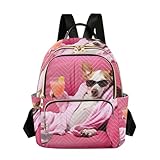 YETTASBIN Fashion Quilted Mini Backpack for Women & Girls - Dog Lightweight Casual Travel Daypack, M(14L)