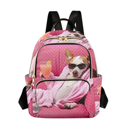 YETTASBIN Fashion Quilted Mini Backpack for Women & Girls - Dog Lightweight Casual Travel Daypack, M(14L)