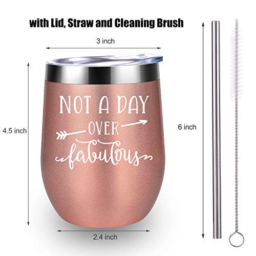Leado Birthday Gifts For Women - Funny Gifts For Her - Birthday Wine Gifts For Women, Girls, Mom, Best Friend, Daughter, Sister, Aunt - Unique Bday Gifts For Her Not A Day Over Fabulous Wine Tumbler #TOP2