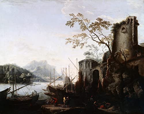 Toile paysage marin de Salvator Rosa, tableau moderne en impression 60x90cm pour salon