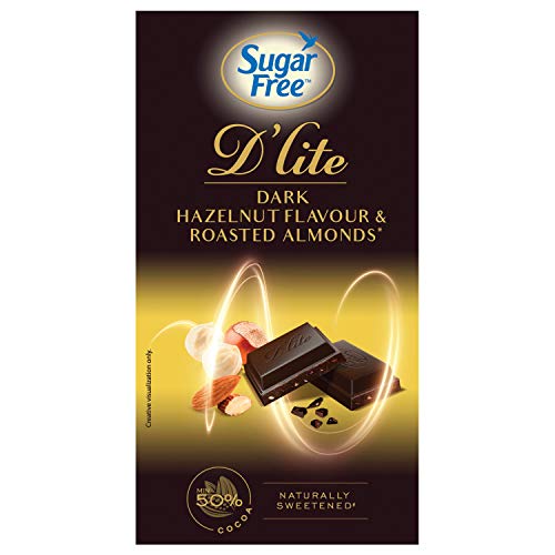 Image of Sugar Free D'lite Hazelnut & Almonds Dark Chocolate Bar, 40g (Pack of 3)