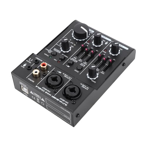 Mélangeur de carte son 3 canaux LiebeWH avec alimentation fantôme 48V pour home studio