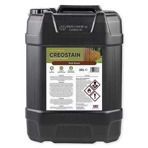 Postsaver Creostain Creocote Oil-Based Wood Treatment | Creosote Substitute | Wood Stain and Preserver | Ideal for Fence Treatment | Low Odour | 20 litres (Dark Brown)