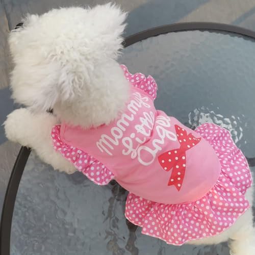 XPUDAC 4 Pack Pet Dog Dress Dog Clothes Girl Puppy Shirt Yorkie Clothes Cute Doggie Dress Pet Apparel for Small Dogs and Cats (Pink Angel, Small(4.5-8lbs)) - Image 7