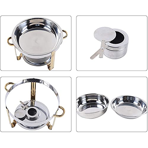 201 Edelstahl Chafing Dish Buffetwärmer-Set, 3.5L Runde Chafer Dish Gold Speisenerwärmung Container Mit Deckel Und… – Bild 5