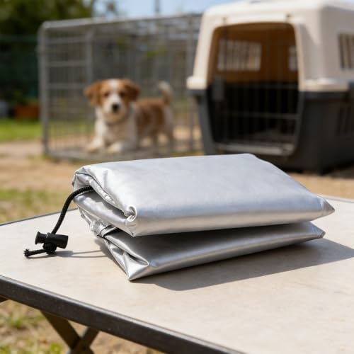 EffiFish Hunde- Laufgitter- Abdeckung, 210D Oxford, wasserdicht, UV- Schutz, Schatten für 8- 12 Paneele, Zaun, Outdoor, Camping, silberfarben, 200 x 165 cm (220 x 180 cm)-6