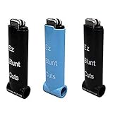 EZ Blunt Cutter Blunt Cigar Splitter - Small Size Cigar Solid Steel w/Built in Lighter Holder (Black)