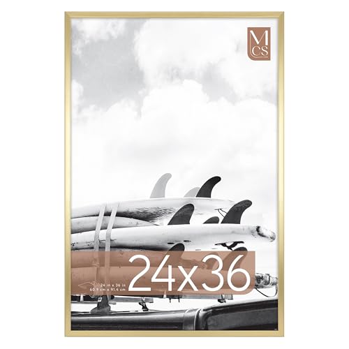 MCS Foundation 24x36 Poster Frame Traditional Brass, Vertical & Horizontal Wall Hanging Large Picture Frame for Photos, Posters & Art Prints (1-Pack)