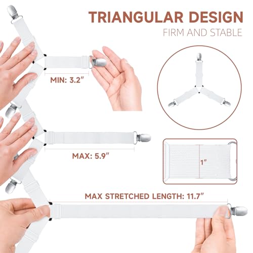 image for Bozenu Bed Sheet Straps, Upgrade Fitted Bed Sheet Holders for Corners,
