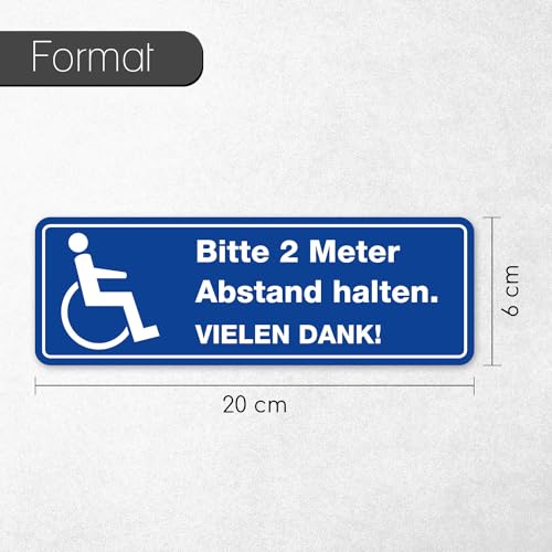 Bitte 2 Meter Abstand halten I Aufkleber für Rollstuhl-Fahrer wetterfest 20 cm I hin081