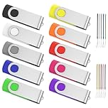 ABLAZE 2GB USB Stick 10 Pack Memory Stick 2GB USB 2.0 Flash Drive Swivel Design Pen Drive with LED Light and lanyards for Data Storage (10 Mixed Color)