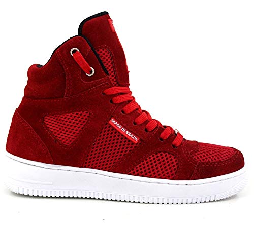 Tenis Sneakers Cano Alto Top Fitness Vermelho Tamanho:44