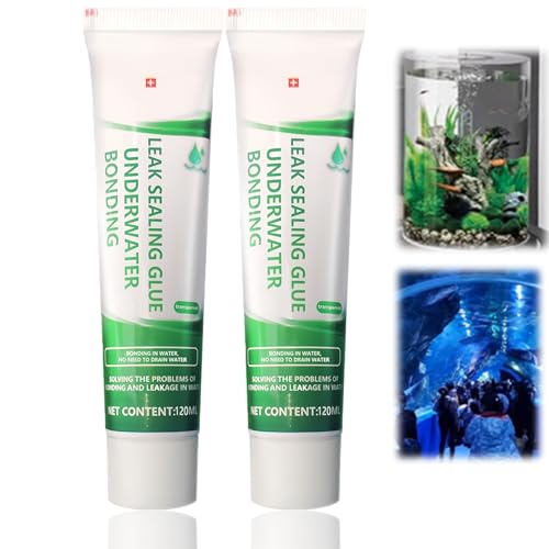 2PCS Underwater Aquarium Sealant,Waterproof Aquarium Repair Adhesive,Fish Tank Sealant,Waterproof Clear Silicone Sealants,Strong Transparent Seam Sealants,Repair Adhesive - Underwater Safe