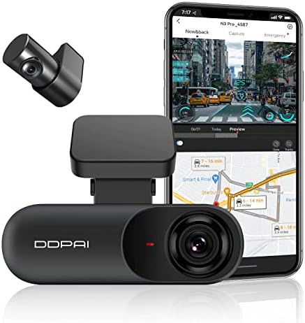 DDPAI Dual Channel Dash Cam for Car Front and Rear | 1600P Front + 1080P Rear Camera | F1.8 Aperture, Night Vision, 265�� Wide Angle, G-Sensor, WiFi, Super Capacitor, Upto 256GB Storage