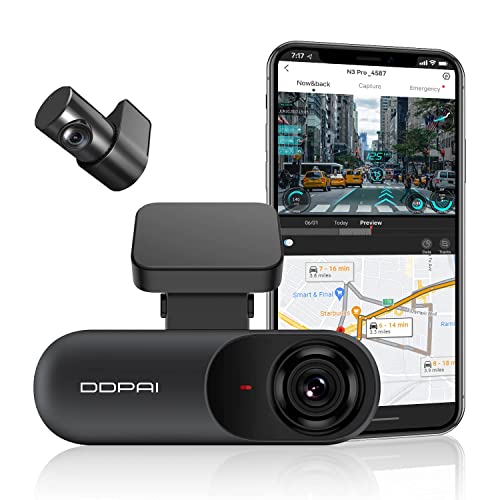 DDPAI 2.5K Dash Cam Front and Rear, 1600P+1080P FHD Dual
