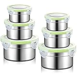 Nuanchu 6 Pieces Stainless Steel Storage Containers Snack Lunchbox Food Container with Lid for Kid Metal Flour Sugar Canister Stackable for Operation Christmas Gift Camping Picnic Soup Salad Leftover