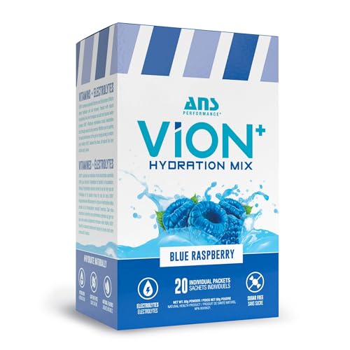 ViON+ Hydration Mix Blue Raspberry - Sugar-Free Electrolyte Powder with 8 Essential Vitamins - 20 On-the-Go Stick Packs for Hydration, Energy & Recovery - Natural Flavors & No Artificial Colors or Dyes