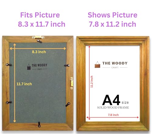 Image of A4 Frames for Photos | Wall Photo Frame | Photo Frame Small size | Pink Wood Frame for Wall | Lovely Bedroom & Living Room Decor (A4, 8.3x11.7 inch, Pink)