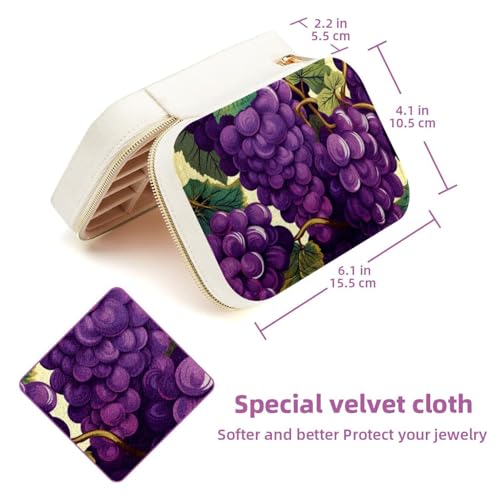Boîte à bijoux voyage double couche à motif raisin pour bagues et colliers