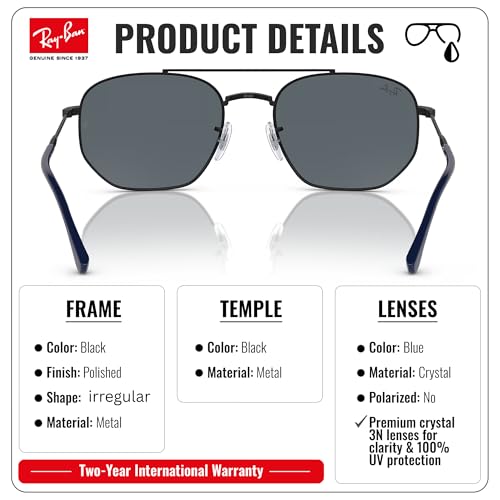 Image of Ray-Ban RB3707 Square-Round Shaped Sunglasses for Men & Women with Official RAYBAN Eyewear Kit