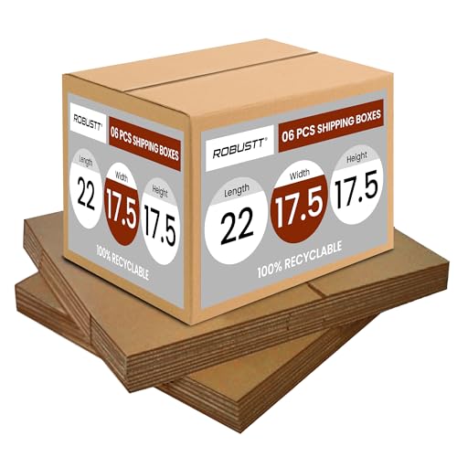Image of Robustt 5 Ply 22 inchX17.5 inchX17.5 inch Cardboard Boxes for Packaging (Pack of 6) | Brown Corrugated Box for Packing | Shipping | Home Shifting | Parcel | Courier Packing box | Large Carton Box