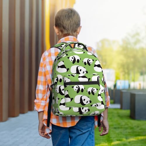 Sac à dos imprimé panda vert pour étudiant résistant à l'eau noir