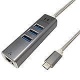 Parallel World USB 3.1 Type-C to 3 Port USB Hub with Ethernet Adapter (Diamond Gray)