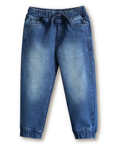 Image of Amazon Brand - Symbol Boys Cotton Rich Stretchable Slim Fit Jogger Jeans | Elasticated Waistband and Cuff | Casual Denim | Age 2-14 Years