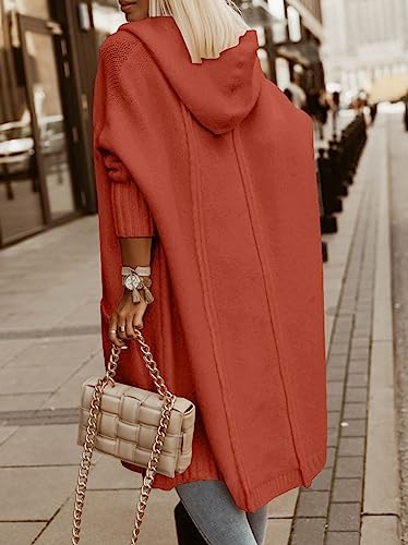 Image of Aoysky Womens Long Cardigans Cable Knitted Open Front Oversized Hooded Outerwear Sweater Coat