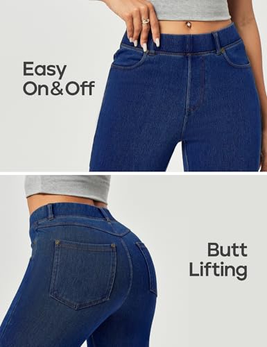 Heathyoga Flare Jeans for Women Trendy Stretchy Bell Bottom Jeans for Women Pull on Jeggings Tummy Control with Pockets4