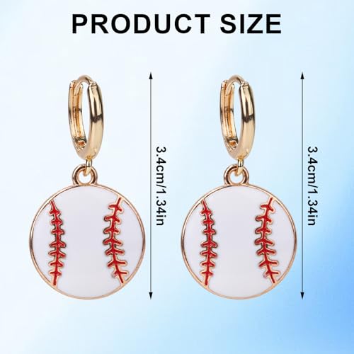 Baseball Dangle Earrings, Stylish Baseball Shape Loop Earrings Sport Ball Earring Dangling Astros Accessories Sport Player Jewelry Gifts Delicate Dangle Earring for Women Mom2