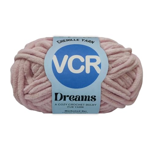 Image of VCR Light Pink, 100 Grams Hank, 60 Meters Length, Premium Polyester Ball for Crochet and Knitting, Pack of 1 Yarn, Soft and Bulky Fur Suitable for DIY