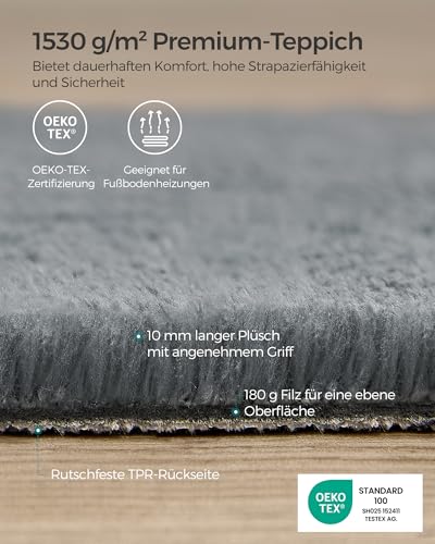 SONGMICS HOME Wohnzimmerteppich, Waschbar, Rutschfest, 230 x 160 x 1 cm – Ansicht 3