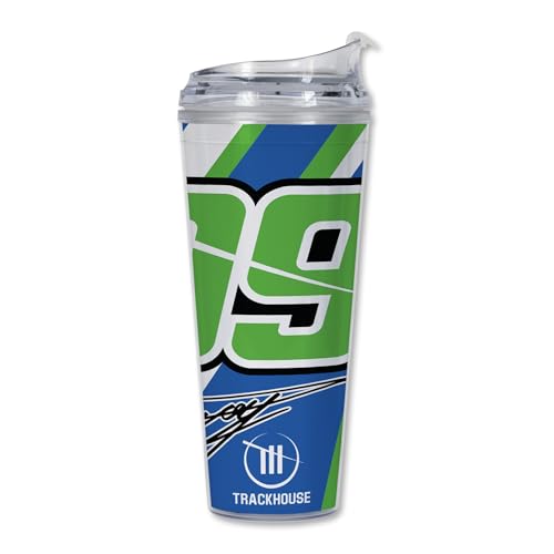 Rico Industries NASCAR Racing Daniel Suarez 24oz Acrylic Tumbler with Hinged Lid, Officially Licensed Double Wall Tumbler with Straw