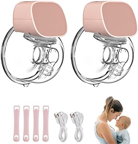 Putybudy S9 Double Wearable Electric Breast Pump, Low Noise/Invisible/Painless Hands Free, 2 Modes & 5 Levels Suction Adjustable & 180ml Collector, Portable for Mom Breastfeeding Anytime, 24MM/Pink