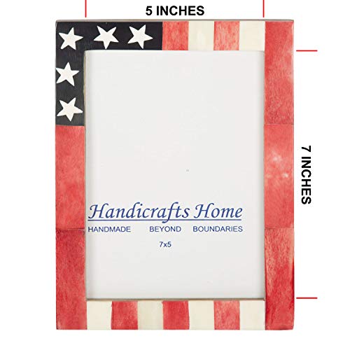 Usa American Flag Picture Photo Frame Souvenirs Handmade Naturals Bone Frames For Photo Size 5X7 Inches – Christmas Gifts, Gifts For Mom #TOP3