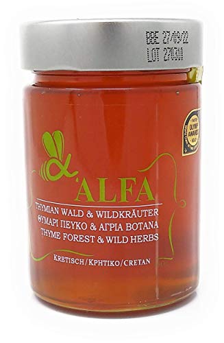 Miel pura cruda de tomillo Alfa 450 g frasco