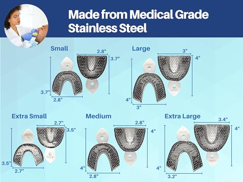 ARTMAN INSTRUMENTS Dental Impression Trays - Set of 10 Perforated Stainless Steel Trays (XS, S, M, L, XL) - Durable, Rounded Margins, Easy-to-Clean for Dentures, Orthodontics, and Dental Impressions - Imagem 3